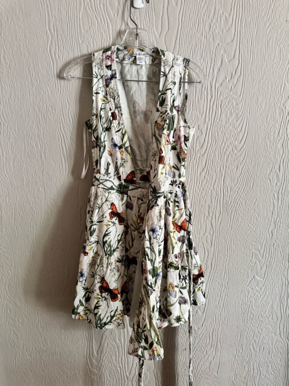 Christian Lacroix White Floral & Butterfly Print Mini Dress